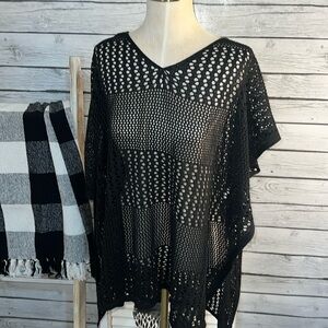 Oversized black swim coverup top